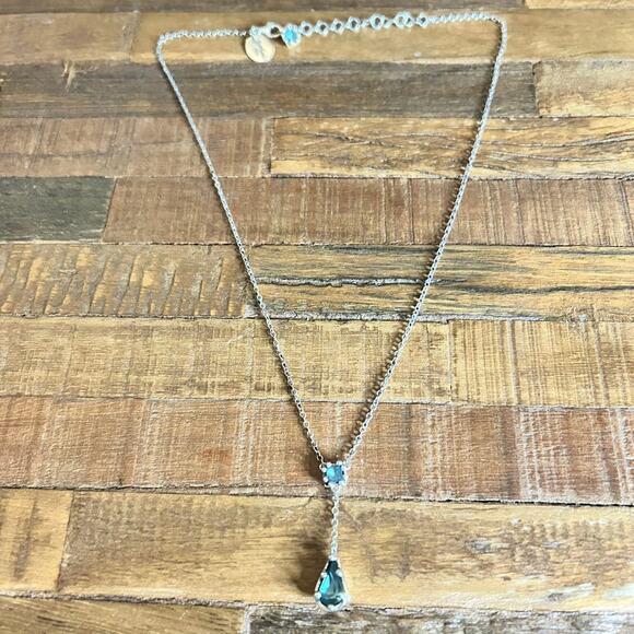 Sterling Silver & Glass Stone Y Necklace, Beautiful! - Picture 4 of 8